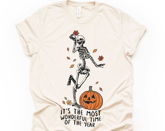 Halloween shirt, It's the most Wonderful Time of the Year Halloween shirt, Skeleton shirt, Fall shirt, Pumpkin shirt, Cute Halloween shirt