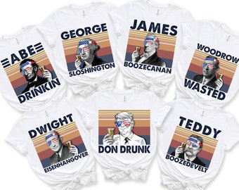 4th of July Drinking Presidents shirt, Drunk Presidents shirt, 4th of July tee, Funny President shirt, Drinking shirt, Independence Day tee