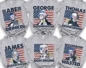 4th of July Drinking Presidents shirt, Drunk Presidents shirt, 4th of July tee, Funny President shirt, Drinking shirt, Independence Day tee