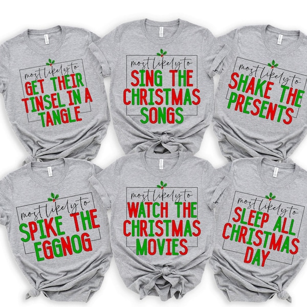 Chemises de Noël assorties, Chemises de Noël en famille, Chemise de Noël, Les plus susceptibles de secouer les cadeaux, Les plus susceptibles de secouer les cadeaux,