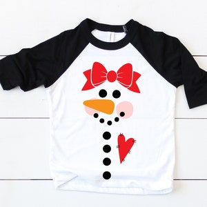 Snowman shirt, Snowgirl with Bow shirt, Christmas shirt, Snowman face shirt, Family Christmas shirts, Matching Christmas shirts