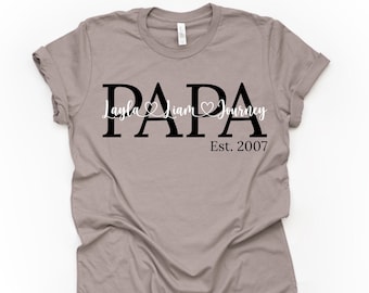 Papa shirt, Personalized Papa shirt, Kids name shirt, Father's Days gift, Gift for Papa, Customized Papa shirt, Papa est. shirt