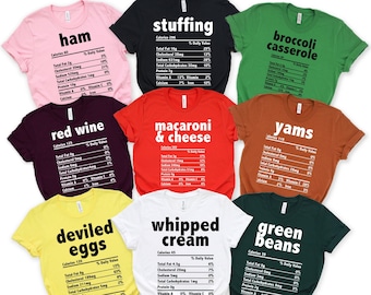 Nutrition Facts shirt, Thanksgiving Day shirts, Food Facts shirt, Funny Food shirt, Nutrition Info shirt, Matching shirts, Family shirts
