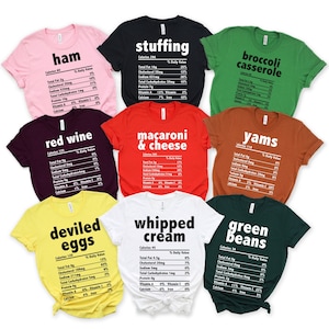 Nutrition Facts shirt, Thanksgiving Day shirts, Food Facts shirt, Funny Food shirt, Nutrition Info shirt, Matching shirts, Family shirts