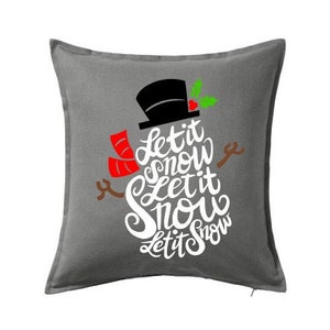 Christmas pillow cover, Let it Snow pillow cover, Snowman pillow cover, Cute Christmas pillow cover