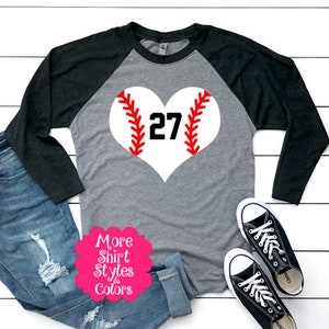 Baseball Heart shirt, Baseball Mom shirt, Custom Baseball shirt, Baseball Number shirt, Personalized Baseball shirt, Long sleeve tee