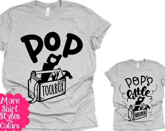 Pop shirt, Father's day shirt, Grandpa and Grandson shirts, Matching Family shirts, Pop's Little Helper shirt, Tools