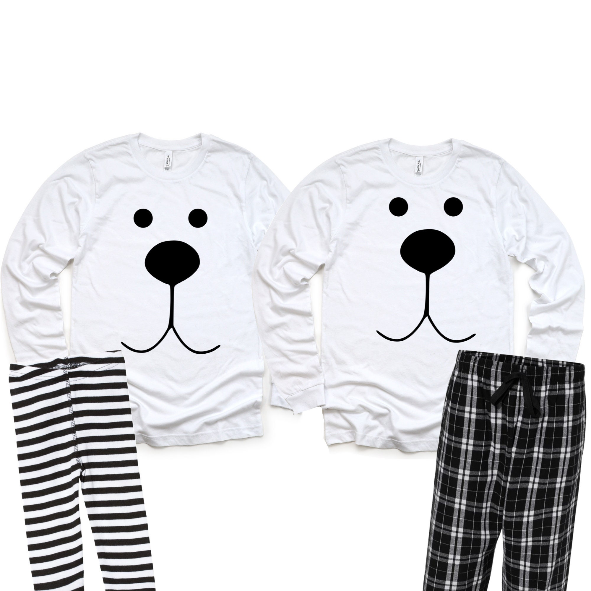 Polar Bear Pajamas, Christmas Pajamas, Matching Pajamas, Family Pajamas,  Plaid Pants, Polar Bear Face Pj's, Pajamas for the Whole Family -   Canada