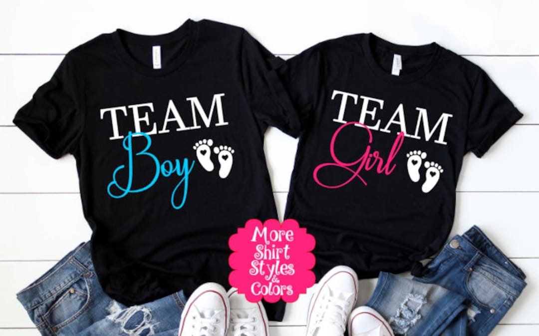 Camisas Gender Reveal, camiseta de Team Boy, camiseta de Team Girl