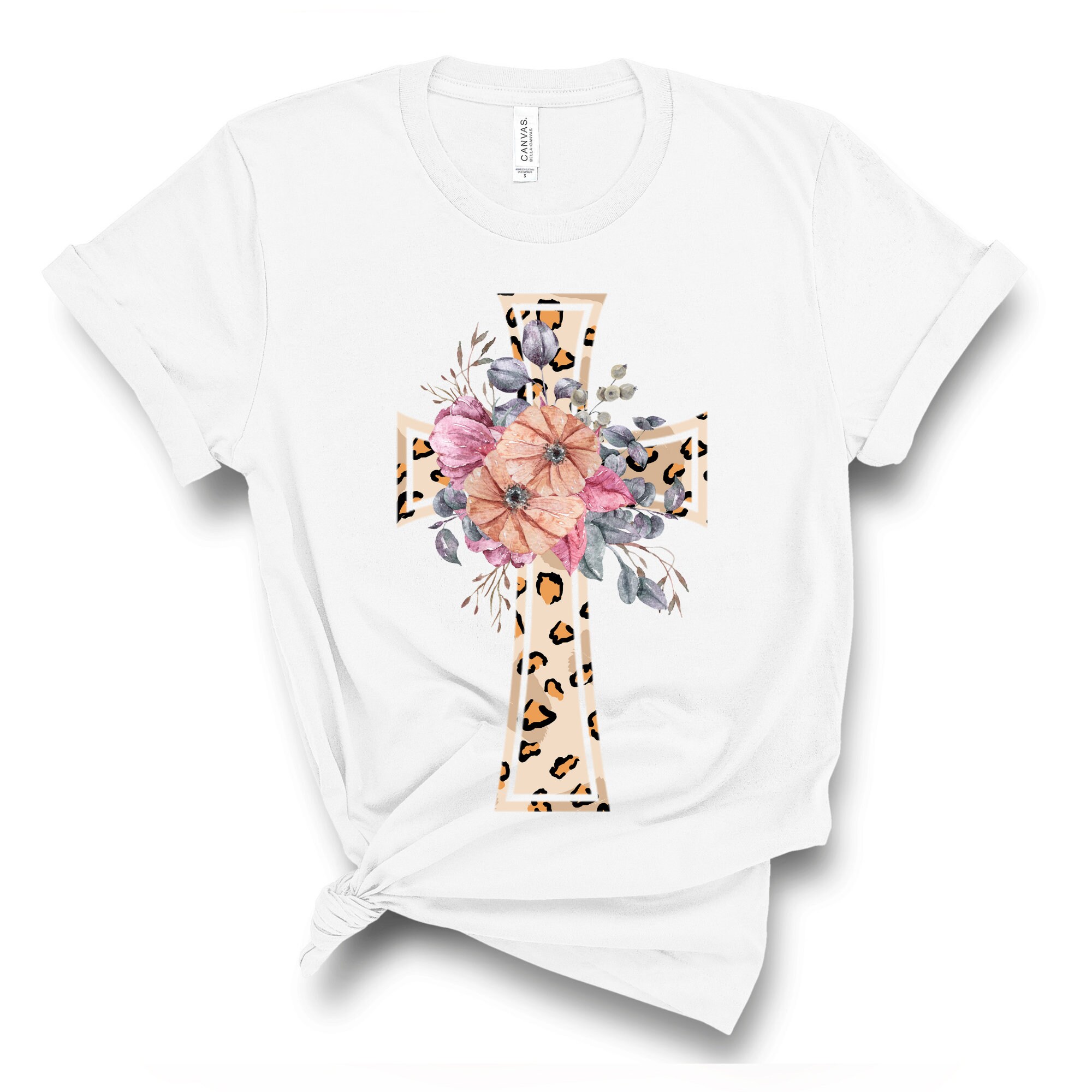 Leopard Cross Shirt Easter Shirt Floral 