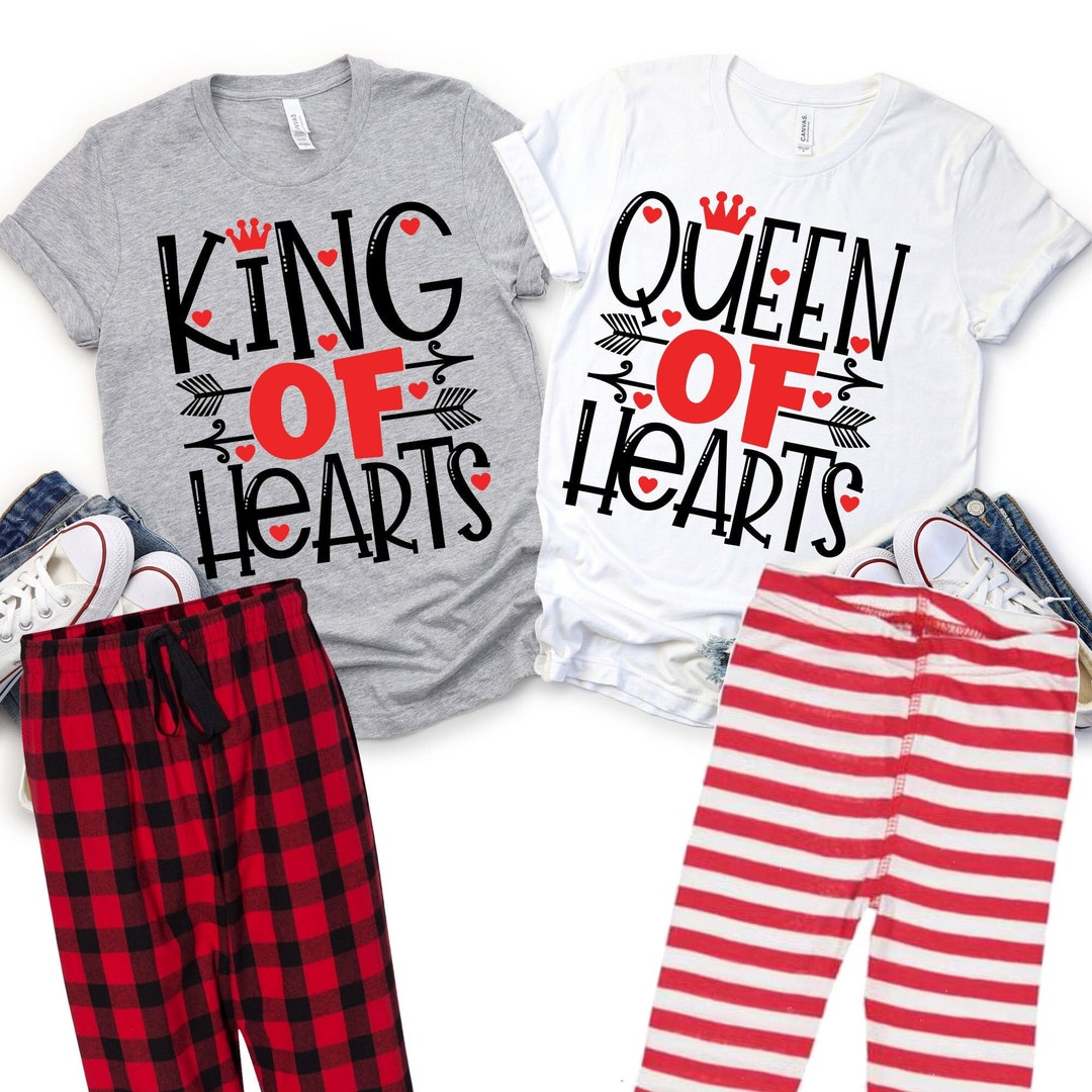 King of Hearts Pajamas, Queen of Hearts Pajamas, Couple Pajamas, Valentine Pajamas, Matching ...