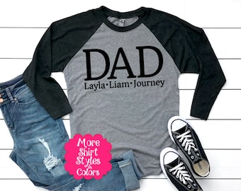 Dad shirt, Personalized Dad tee, Kids name shirt, Father's Days gift, Gift for Dad, Customized Dad tee, long sleeve tee, Dad with kids names