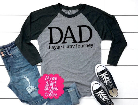 Dad shirt, Personalized Dad tee, Kids name shirt, Father's Days gift, Gift for Dad, Customized Dad tee, long sleeve tee, Dad with kids names