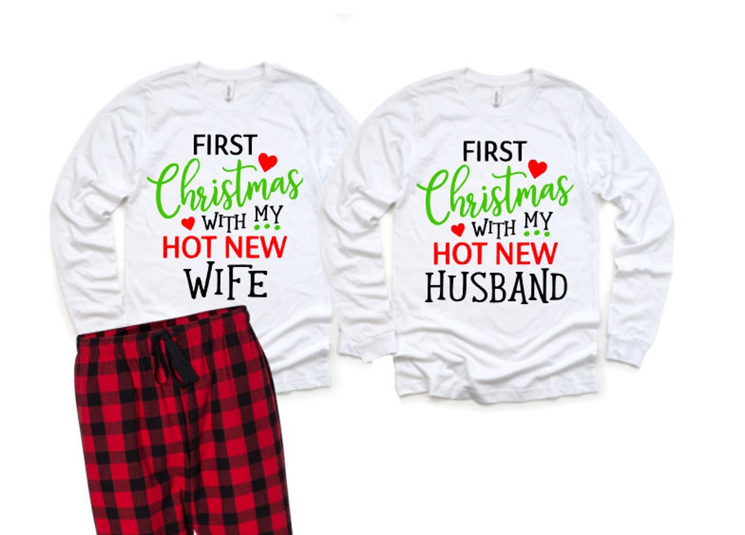 Buy First Christmas With My New Hot Wife Pajamas, First Christmas With My  New Husband Pajamas, Couple Pajamas, Husband and Wife Pj's Online in India 