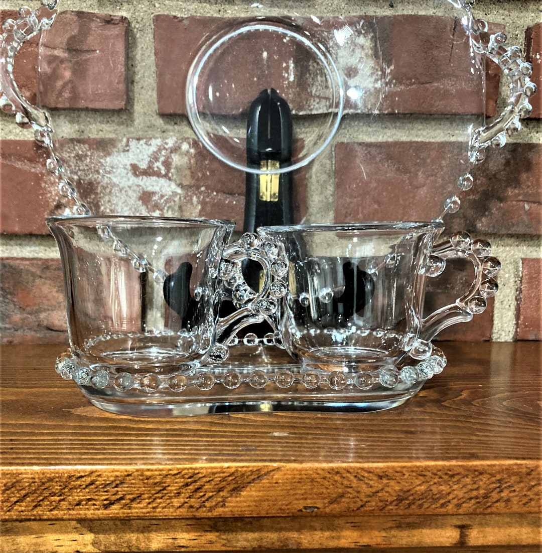 Candlewick Creamer & Sugar W/ Tray Etsy
