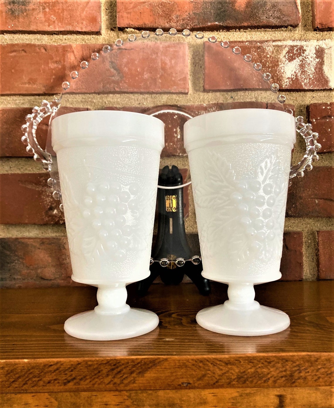 Milk Glass Stemmed Glasses Etsy