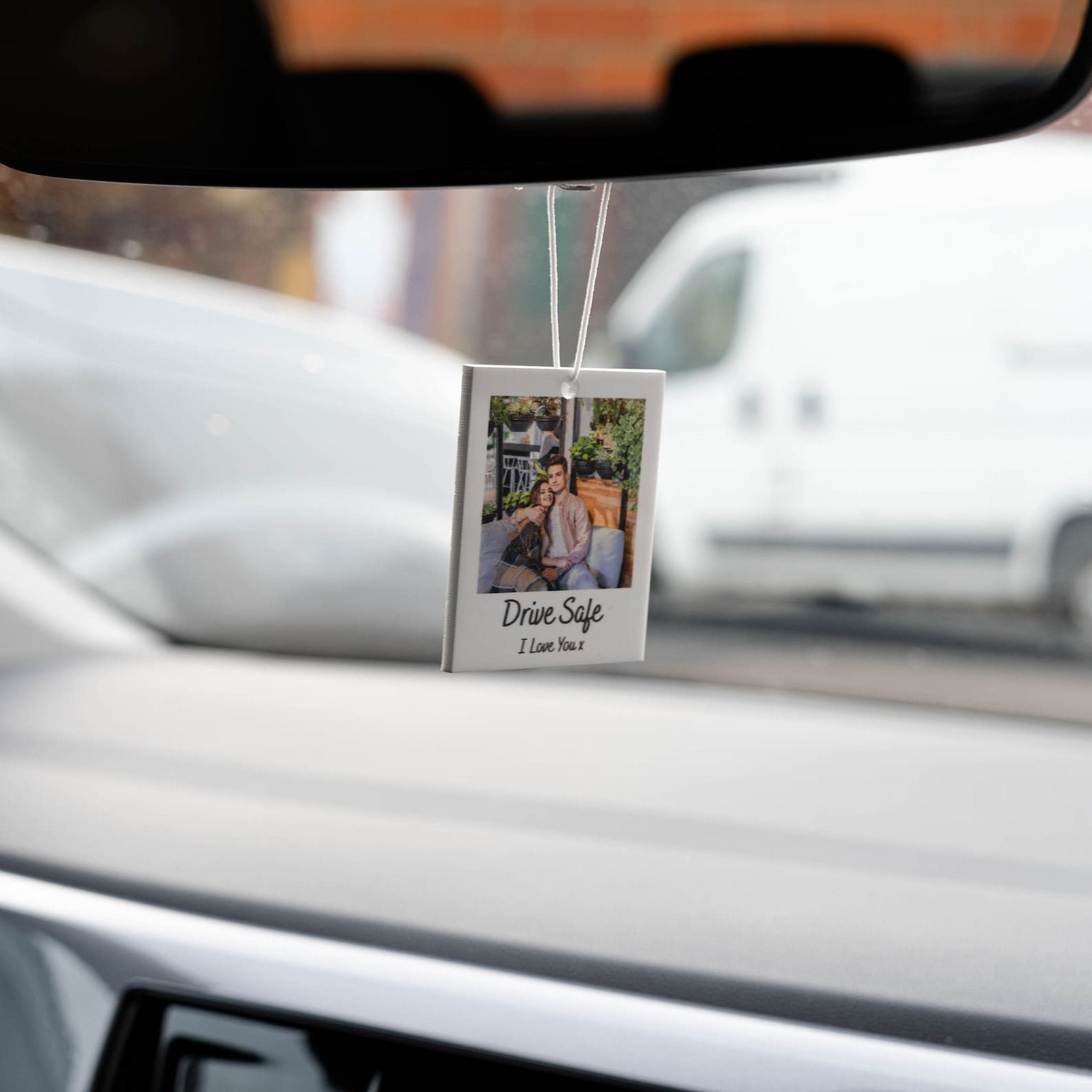 CHGCRAFT 8Pcs Plastic Rearview Mirror Car Picture Frame Car Rear View  Mirror Hanging Accessories Small Photo Frame Pendant with Cotton Cords Wood
