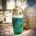 Beach Cocktail Shaker, Ocean Resin Barware, Gold Martini Shaker, Coastal Bar Cart Decor, Gift for Beach Lovers