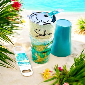 Cocktail Shaker Gift Set, Glitter Personalized Martini Shaker Bartender Kit with Strainer, Bottle Opener and Jigger