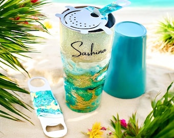 Cocktail Shaker Gift Set, Glitter Personalized Martini Shaker Bartender Kit with Strainer, Bottle Opener and Jigger