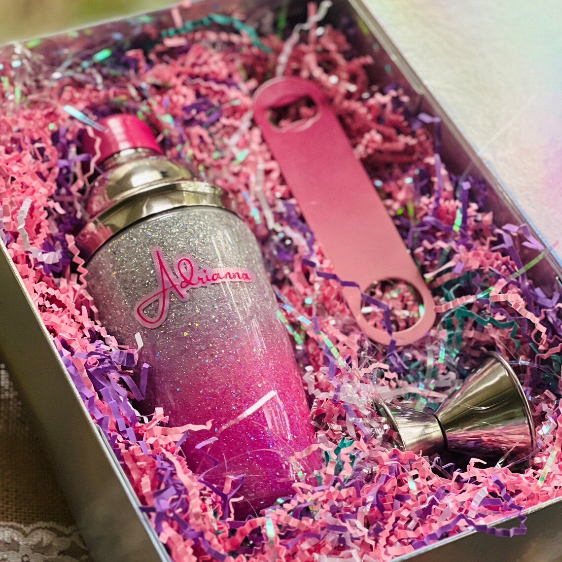 Cocktail Shaker With Bar Accessories Personalized Cocktail Etsy