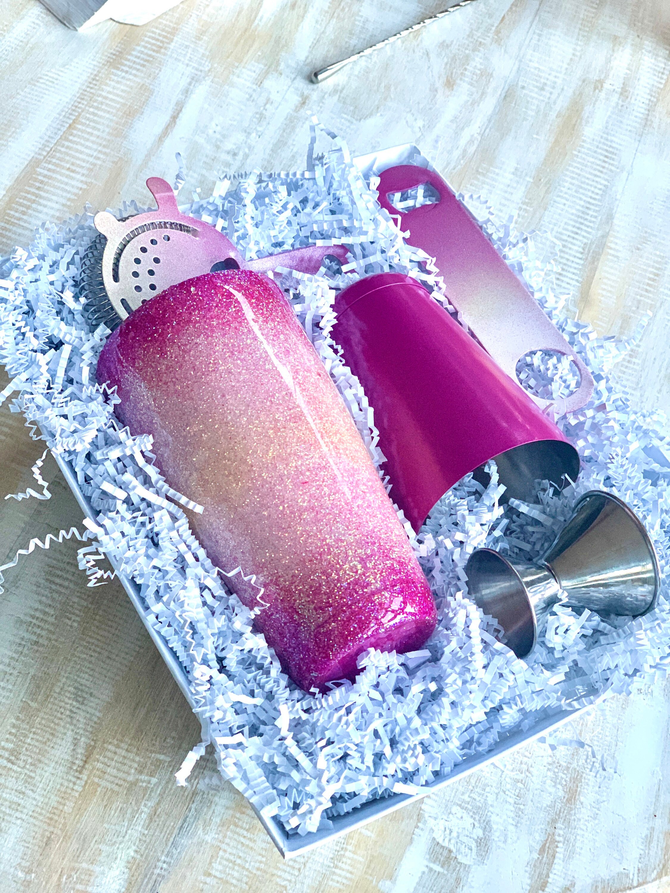 Custom Glitter Cocktail Shaker Set Resin Ombré Cocktail Etsy