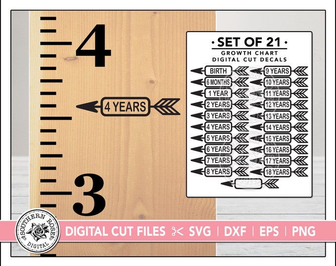 Arrow Height Markers Svg, Growth Chart Markers, Growth Age Markers Svg