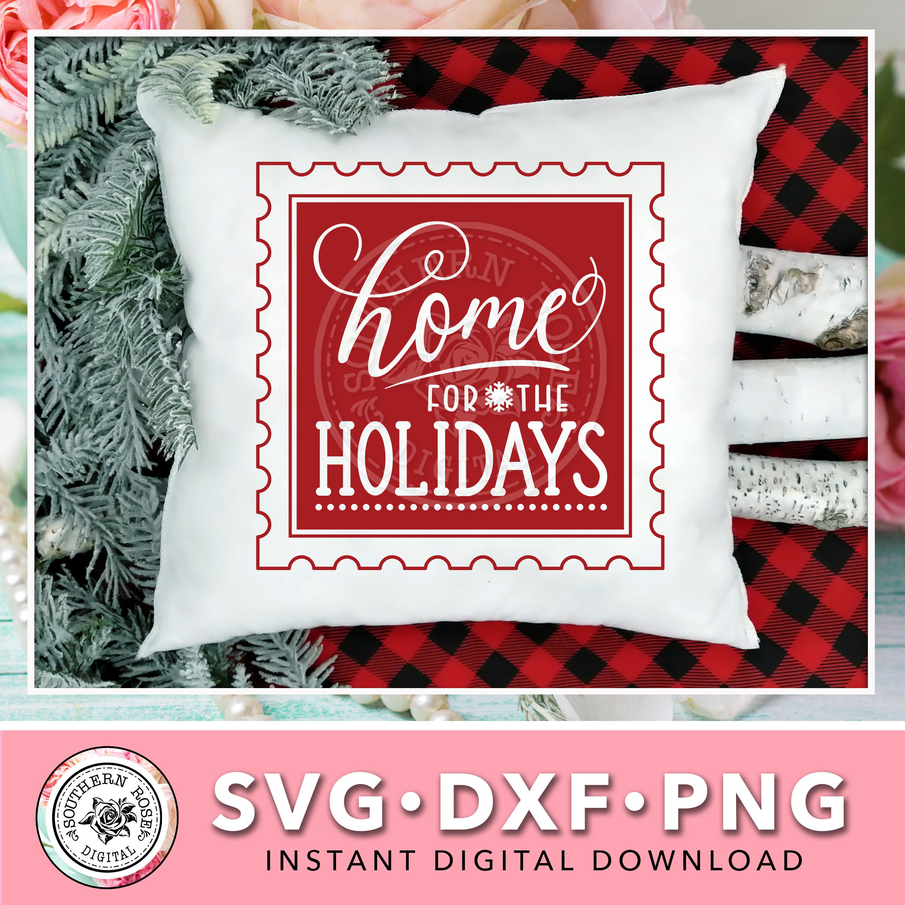 Christmas Pillow Svg Christmas Stamp Svg Holidays Svg Home Etsy
