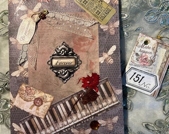 One of a kind Hand embellished 60 page  personal journal.