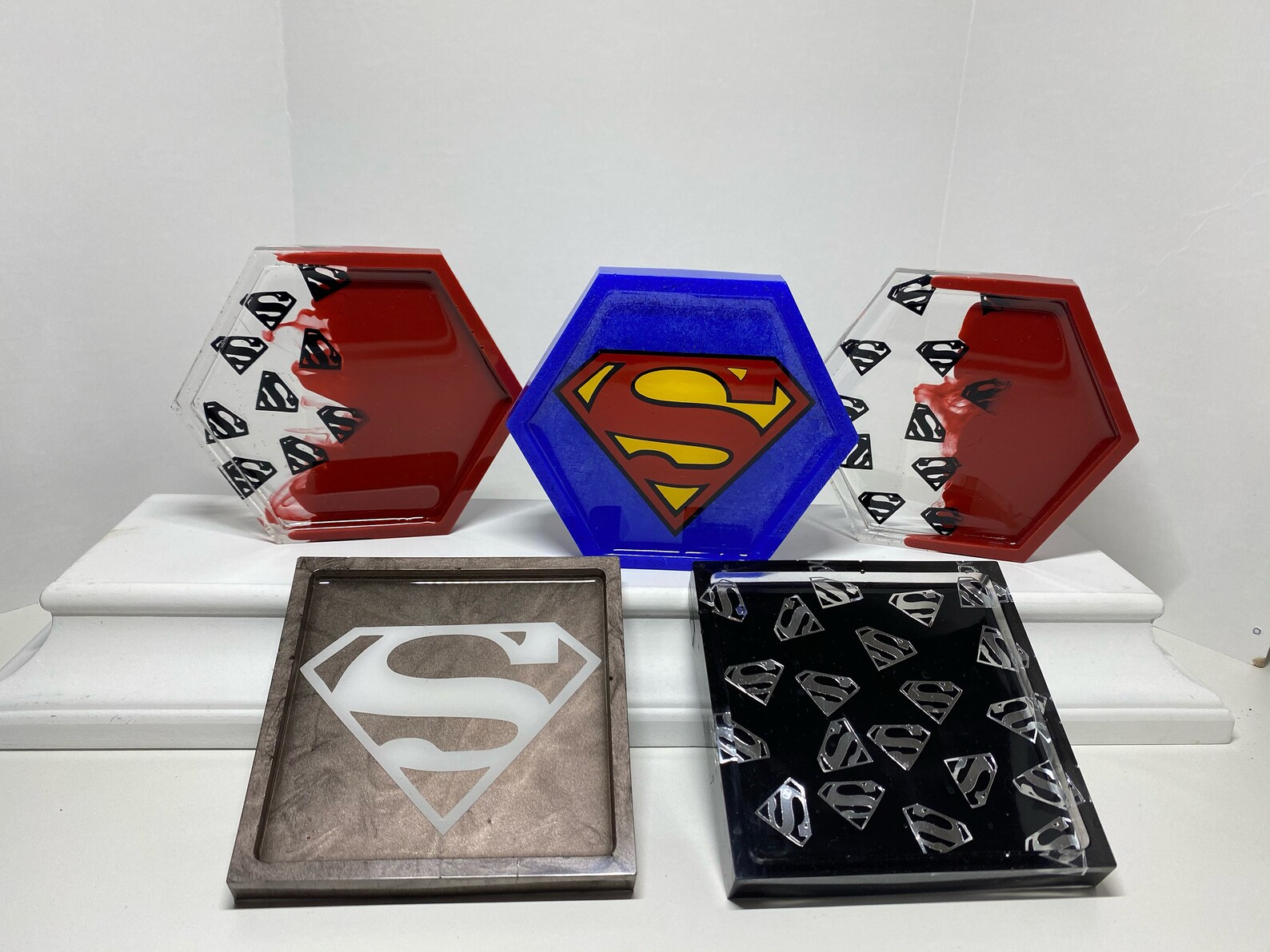 Superman Coasters Resin Superman Custom Coasters Etsy