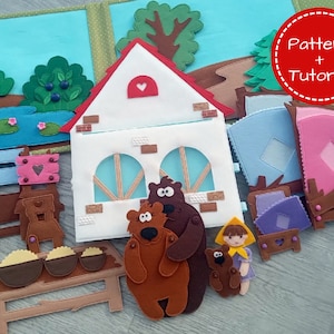Quiet book Pattern GOLDILOCKS and THREE BEARS, Diy Quiet Book Pages, Busy Book Pattern, Felt Fairy Tale, Toddler Quiet Book, Birthday gift