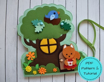 Quiet book Pattern SQUIRREL HOUSE, DIY Busy Book Pattern, Tree House Quiet book, Dollhouse Felt Book, Toddler Quiet book, Birthday gift kids