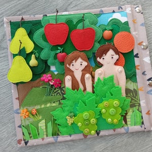 Adam and Eve, BIBLE STORIES Quiet book Pattern, Garden of Eden Pattern, Toddler Busy Book Pattern, DIY Church Felt Book, Nativity Quiet Book