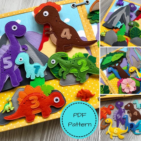 DINOSAURS Quiet Book PDF Pattern, Diy Quiet Book Pages, Busy Book Pattern, Felt Book Pattern, Toddler Quiet Book, Christmas Activity Book