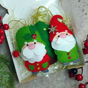 Christmas Gnomes Ornaments Pdf Pattern, Christmas Ornament felt sewing pattern, DIY felt toys/ ornaments/ garland/ wreath/ decorations