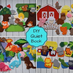 Sewing Kits to make Quiet book for Toddlers, Pre-Cut Felt Pieces, Diy Craft Kit, Hard Felt, Quiet Book Pattern, Felt Animal, Quiet Book Page