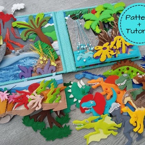 DINOSAURS Quiet Book PDF Pattern, Diy Quiet Book Pages, Busy Book Pattern, Felt Book Pattern, Toddler Quiet Book, Free SVG files for cricut