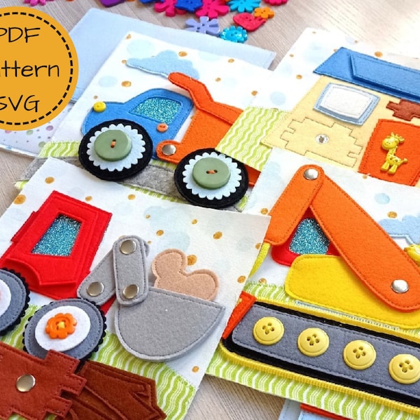 TRANSPORT Quiet Book PDF Pattern for Toddlers Activity, Busy Book Pattern for Boys, Felt Book SVG Pattern, Construction Toy, Diy Travel Book