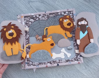 Daniel in the Lions Den, BIBLE STORIES Quiet book Pattern, Toddler Busy Book Pattern, DIY Felt Book, Church Kids Activities, Nativity Book