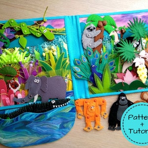 JUNGLE Quiet Book PDF Pattern, Diy Quiet Book Pages, Busy Book Pattern, Felt Book Pattern, Toddler Quiet Book, Free SVG files for cricut