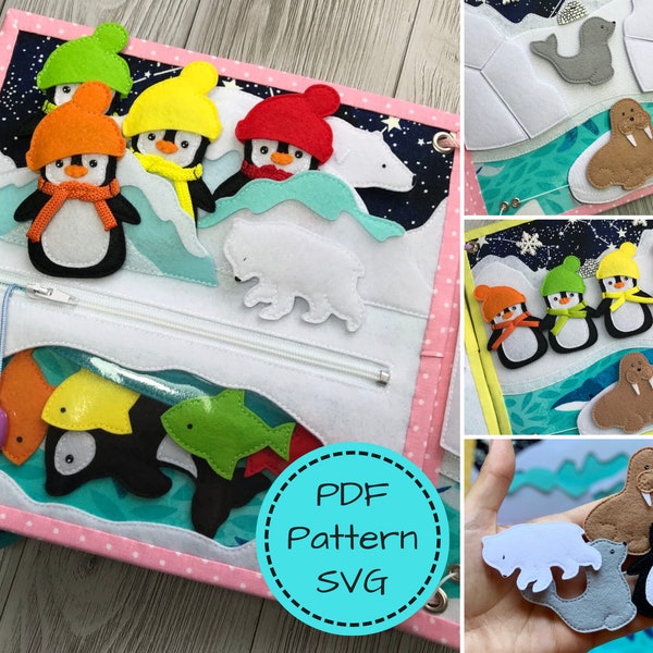 POLAR ANIMALS Quiet Book PDF Pattern, Diy Quiet Book Pages, Busy Book Pattern, Felt Book Pattern, Toddler Quiet Book, Soft Activity Book