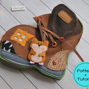 Quiet book Pattern HAMSTER in the SHOE, DIY Busy Book Pattern, Felt book Template, Toddler Quiet book, Dollhouse Felt Book Birthday gift kid