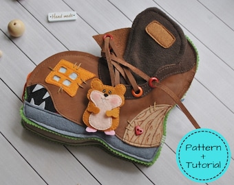 Quiet book Pattern HAMSTER in the SHOE, DIY Busy Book Pattern, Felt book Template, Toddler Quiet book, Dollhouse Felt Book Birthday gift kid