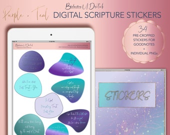 Digital Scripture Stickers for Bible Journaling, Bible Verse stickers, Digital Planner Christian Stickers, Xodo, Pre Cropped For Goodnotes