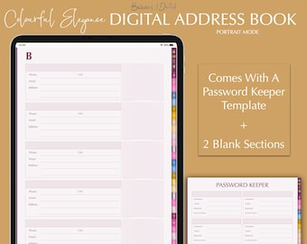 Digital Address Book, Vertical Digital Password Tracker for Goodnotes ...