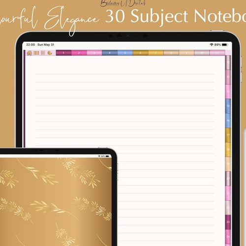 Colourful Elegance 30 Subject Digital Notebook for Goodnotes Etsy