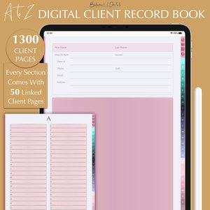 Digital Client Records Book, Vertical Client Profile Record, Client Tracker, Password Tracker For Goodnotes, Notability, iPad Contacts Book