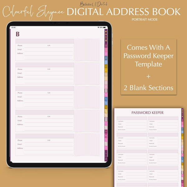 Digital Address Book Floral Address Book Digital Notebook Etsy Canada