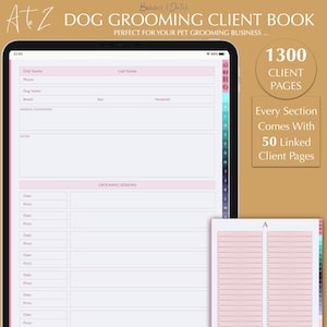 Dog Grooming Client Book, Digital Dog Grooming Client Profile Record, Pet Salon Client Tracking, Dog Salon Tracker, Goodnotes, Notability,