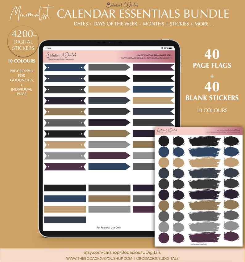 Calendar Essentials Digital Stickers for Goodnotes - Etsy